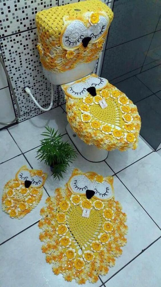 Crochet Bathroom Rug Set – Free Pattern Tutorial – All free – Crafts ...