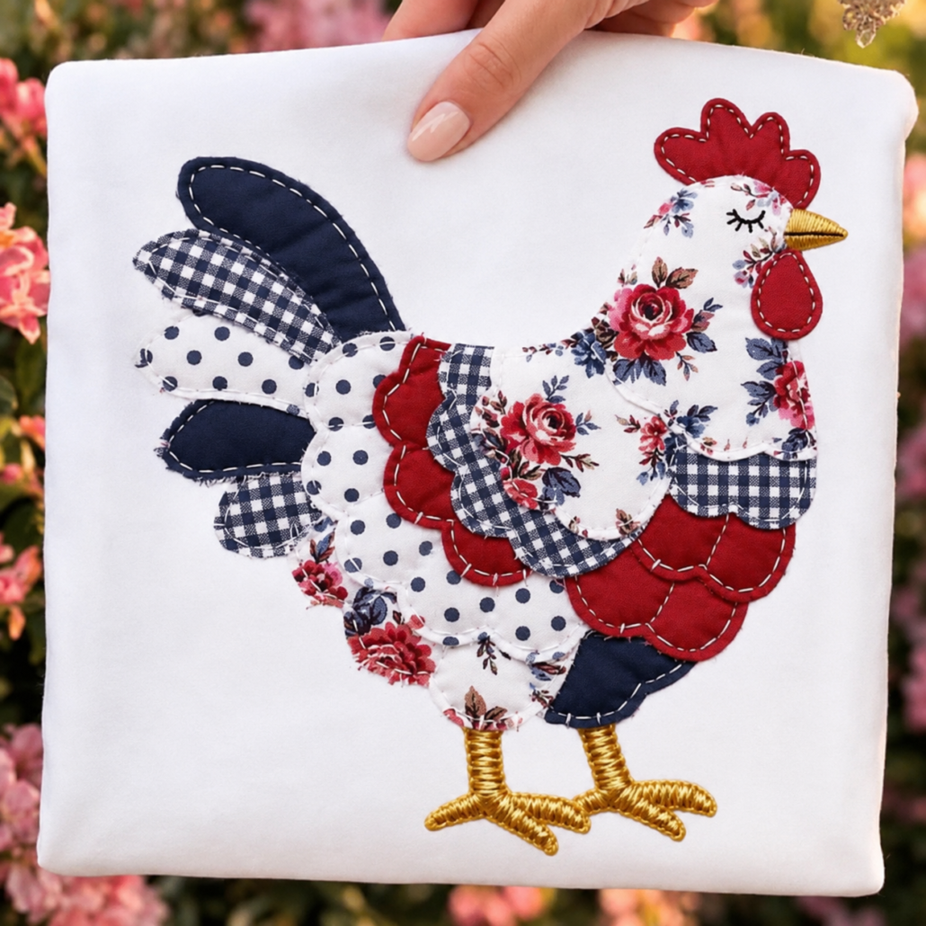 Easy Patchwork Chicken – All free – Crafts for love